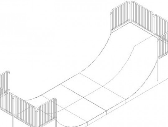 All-In Sport: L=900cm; B=300cm; H=140cm; r=240cm  mit Seitenverkleidung und Rückwand<br />Podest mit dreiseitigem Geländer<br />Inclusive 2 Benutzer-Hi...