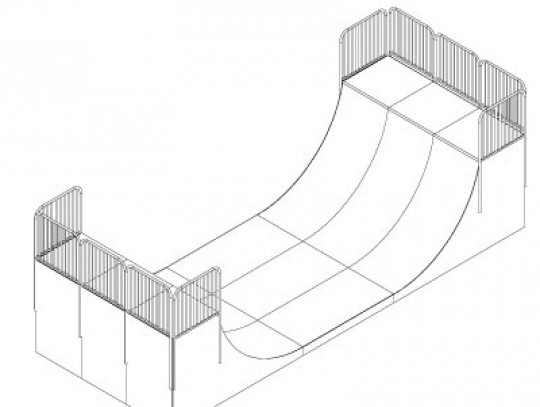 All-In Sport: L=975cm; B=375cm; H=220cm; r=240cm  mit Seitenverkleidung und Rückwand<br />Podest mit dreiseitigem Geländer<br />Inclusive 2 Benutzer-Hi...
