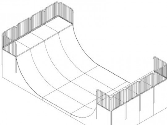All-In Sport: L=975cm; B=500cm; H=220cm; r=240cm  mit Seitenverkleidung und Rückwand<br />Podest mit dreiseitigem Geländer<br />Inclusive 2 Benutzer-Hi...