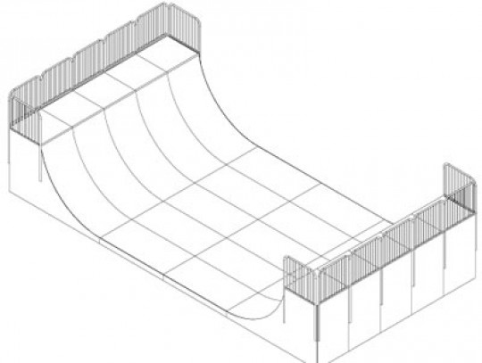 All-In Sport: L=1225cm; B=625cm; H=220cm; r=240cm  mit Seitenverkleidung und Rückwand<br />Podest mit dreiseitigem Geländer<br />Inclusive 2 Benutzer-H...