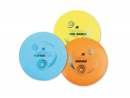 All-In Sport: 3-delige werpschijven Golfset: 1 x Driver Disc voor werpen over grote afstanden, 1 x Mid-Range Disc voor middel en korte afstanden en 1 x...