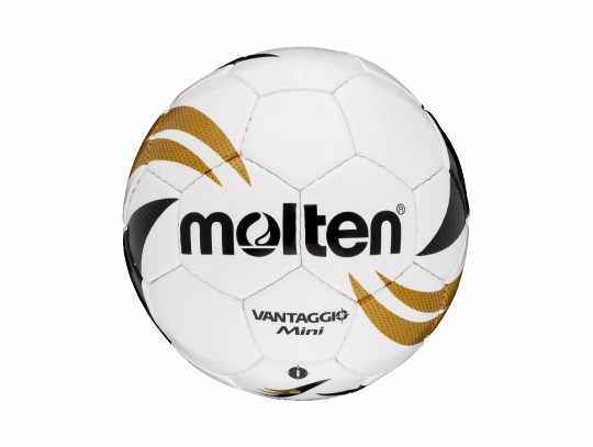 All-In Sport: Mini-voetbal “Vantaggio”, handgenaaid, wit/goud/zwart.