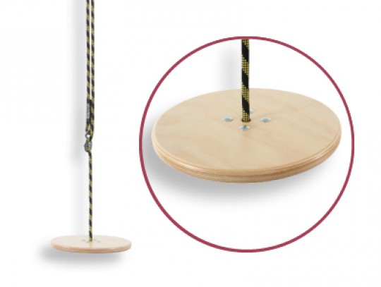 All-In Sport: aus Schichtholz, verleimt, natur lackiert, unten fest verspleißt, mit Aufhängering. Zulässige Belastbarkeit 120 kg.