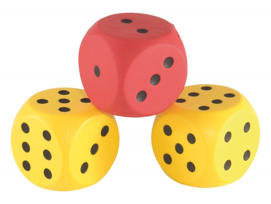 All-In Sport: 6 x 6 x 6 cm, voor vele spellen inzetbaar, geel/rood assorti.