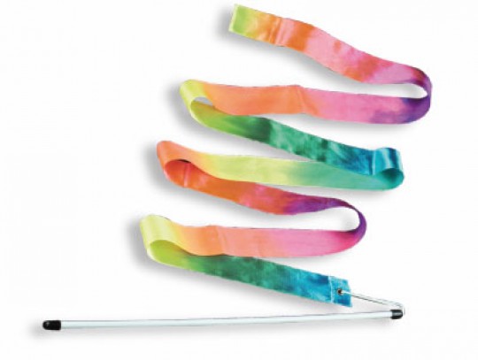 All-In Sport: Regenboog gymnastieklint, 2 meter lang aan een ca. 40 cm lange stok. Door doelgerichte oefeningen in de groep of alleen worden harmonisch...