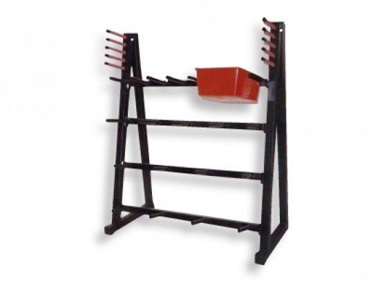 All-In Sport: Ausgelegt für 20 Bodypump-Sets. LxBxH: 70 x 114 x 135 cm, ca. 38 kg.