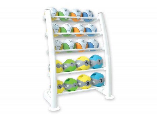 All-In Sport: Platzsparender Medizinball Ablageständer in neuem Design.