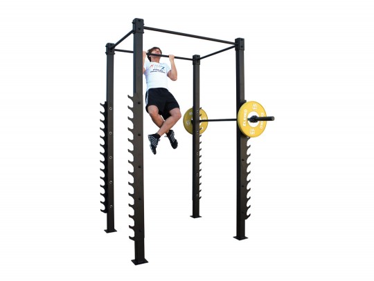 All-In Sport: Het populaire, uitbreidbare, extreem stabiele klimtrekframe met haltersteunen is het centrum van vele CrossFit Gyms: Stalen palen 80 x 80...