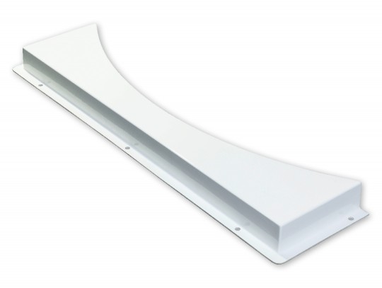 All-In Sport: aus GFK (glasfaserverstärkter Kunststoff), mit Befestigungslaschen und verzinkten Befestigungsnägeln. 115 cm breit, 8 cm hoch.