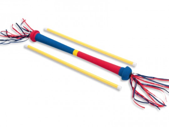 All-In Sport: Kunststof Devil-Stick met stokken met schuimstof ommanteling, ideaal voor kinderen en starters. Lengte ca. 60 cm.