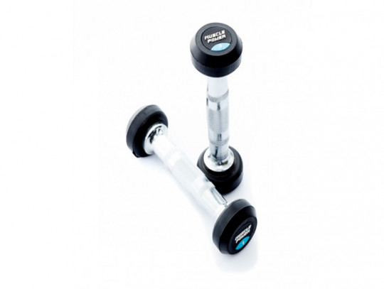 All-In Sport: <p>Ronde Dumbbells per stuk</p>
<p> </p>
<p>Deze degelijke, ronde dumbbell heeft een verchroomd handvat met voldoende grip. Met ee...