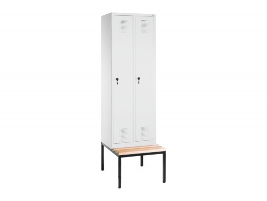 All-In Sport: Afm.: 209x61x50/81,5 cm. Stabiele staalconstructie met onder geplaatste zitbank, zithoogte 42 cm, zitdiepte 31,5 cm, deuren rechts openen...