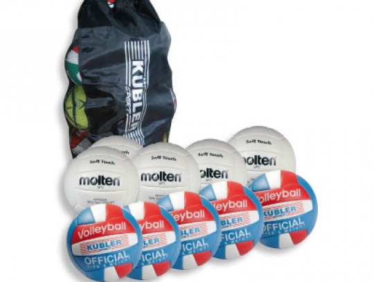 All-In Sport: Bestaande uit <br />5 x V1539 volleybal molten Soft Touch<br />5 x V1557 volleybal Official<br />en een ballenzak D1284.