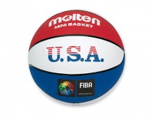 All-In Sport: Blauw/rood/wit gekleurde basketbal met stroef oppervlak. Ideaal voor kinderen. 