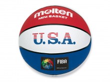 All-In Sport: Blauw/rood/wit gekleurde basketbal met stroef oppervlak. Ideaal voor kinderen.