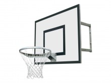 All-In Sport: Bord van GVK 90 x 120 cm, verzinkte ring met extra verstevigingen versterkingen en een nylon net. Wandafstand 30 cm. Niet voorgeboord.