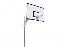 All-In Sport: mast 90 x 90 mm, verzinkt staal, compleet met GVK-bord 120 x 180 cm, ring en net volgens voorschrift. Overhang 165 cm. Te plaatsen in bod...