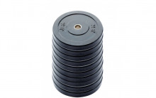 All-In Sport: <p>10-pack 15 kg Ol. Bumper Plates zwart </p>
<p> </p>
<p>Olymische Bumper plates vervaardigd uit massief rubber. Hierdoor zi...