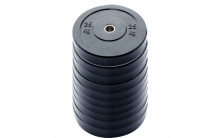 All-In Sport: <p>10-pack 25 kg Ol. Bumper Plates zwart </p>
<p> </p>
<p>Olymische Bumper plates vervaardigd uit massief rubber. Hierdoor zi...