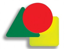 All-In Sport: Aus Polystyrol. Internationaler Satz bestehend aus: 1 rote Karte (rund), 1 gelbe Karte (quadratisch), 1 grüne Karte (dreieckig).