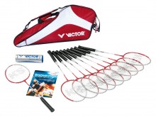 All-In Sport: <p>Inhoud:</p>
<ul>
<li>10 badmintonrackets SCHOOL D9700</li>
<li>2 kokers badmintonshuttles VICTOR 1000 medium D9713</li>
<li>1 rack...