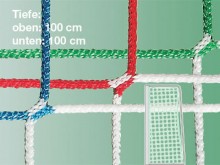 All-In Sport: In officiële afmeting: 3 m breed, 2 m hoog, boven 80 cm, onder 100 cm diep. Maaswijdte 10 cm. Absoluut gelijkmatige mazenoptiek en hoge e...