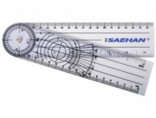 All-In Sport: De Goniometer met 360 graden-kop met 3 weergaven gekalibreerd en andere weergave in cm. Van doorzichtig, hoogwaardig kunststof materiaal.