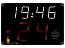 All-In Sport: Functies:- aanvalstijd 24/14 sec.- Speeltijd (synchroon met het scorebord)- Automatisch signaal na afloop van de tijd- Timerstop- voldoet...