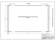 All-In Sport: Speelveldafbakening voor waterpolo, 30 x 20 m volgens FINA regels. Een set bestaat uit <br />- 4 stuks korte lijnen,<br />- 2 stuks lange...