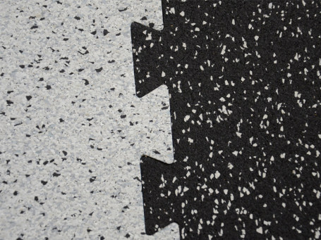 Puzzelmat van rubbergranulaat zwart/grijs 10 mm dik