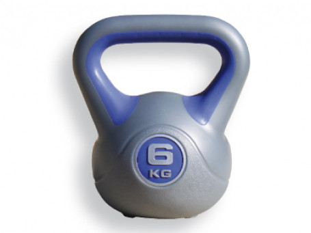 Kettlebell van kunststof 6 kg, grijs/paars