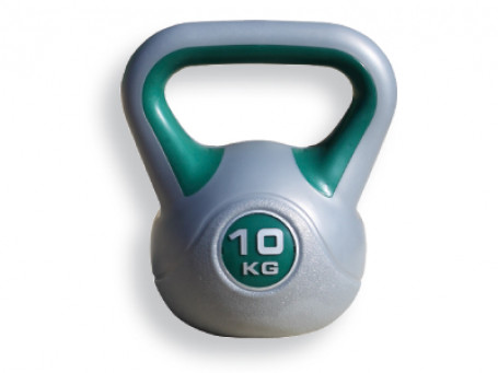 Kettlebell van kunststof 10 kg, grijs/donkergroen