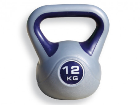 Kettlebell van kunststof 12 kg, grijs/donkerpaars