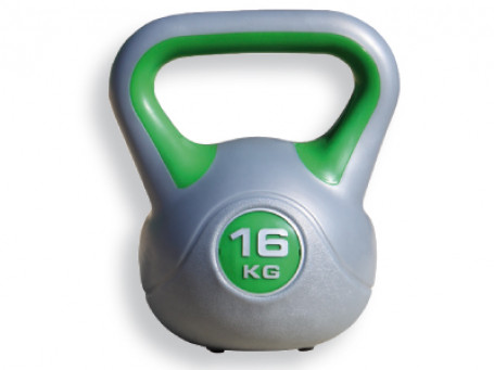 Kettlebell van kunststof 16 kg, grijs/groen