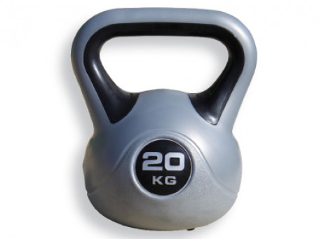 Kettlebell van kunststof 20 kg, grijs/zwart