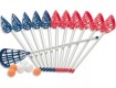 All-In Sport: De set bestaat uit: - 6 sticks in rood - 6 sticks in blauw - 6 ballen