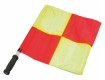 All-In Sport: Van fluoriserend stof rood/geel geruit, met kunststof stok en greep, ca. 40 x 40 cm.