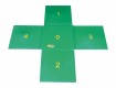 All-In Sport: 5 aan elkaar verbonden kwadraten kantlengtes ca. 50 cm, van ca. 1 cm dik schuimstof met gebruiksvriendelijk oppervlak.